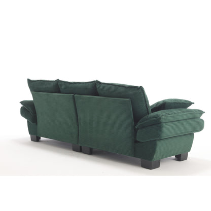 Modern 88.6 Corduroy 3-seater Sailboat Sofa with Two Pillows and Wide Plastic Feet for Living Room