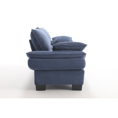 Modern 88.6 Corduroy 3-seater Sailboat Sofa with Two Pillows and Wide Plastic Feet for Living Room