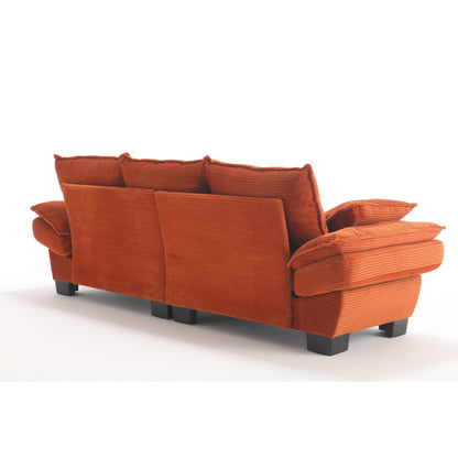 Modern 88.6 Corduroy 3-seater Sailboat Sofa with Two Pillows and Wide Plastic Feet for Living Room
