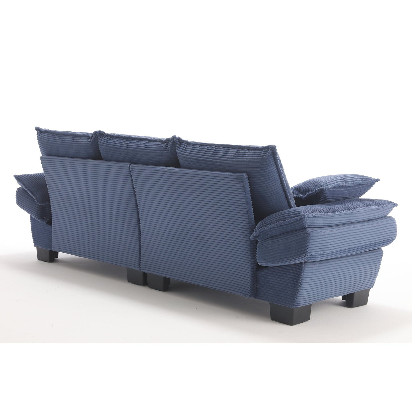 Modern 88.6 Corduroy 3-seater Sailboat Sofa with Two Pillows and Wide Plastic Feet for Living Room