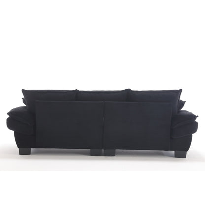 Modern 88.6 Corduroy 3-seater Sailboat Sofa with Two Pillows and Wide Plastic Feet for Living Room