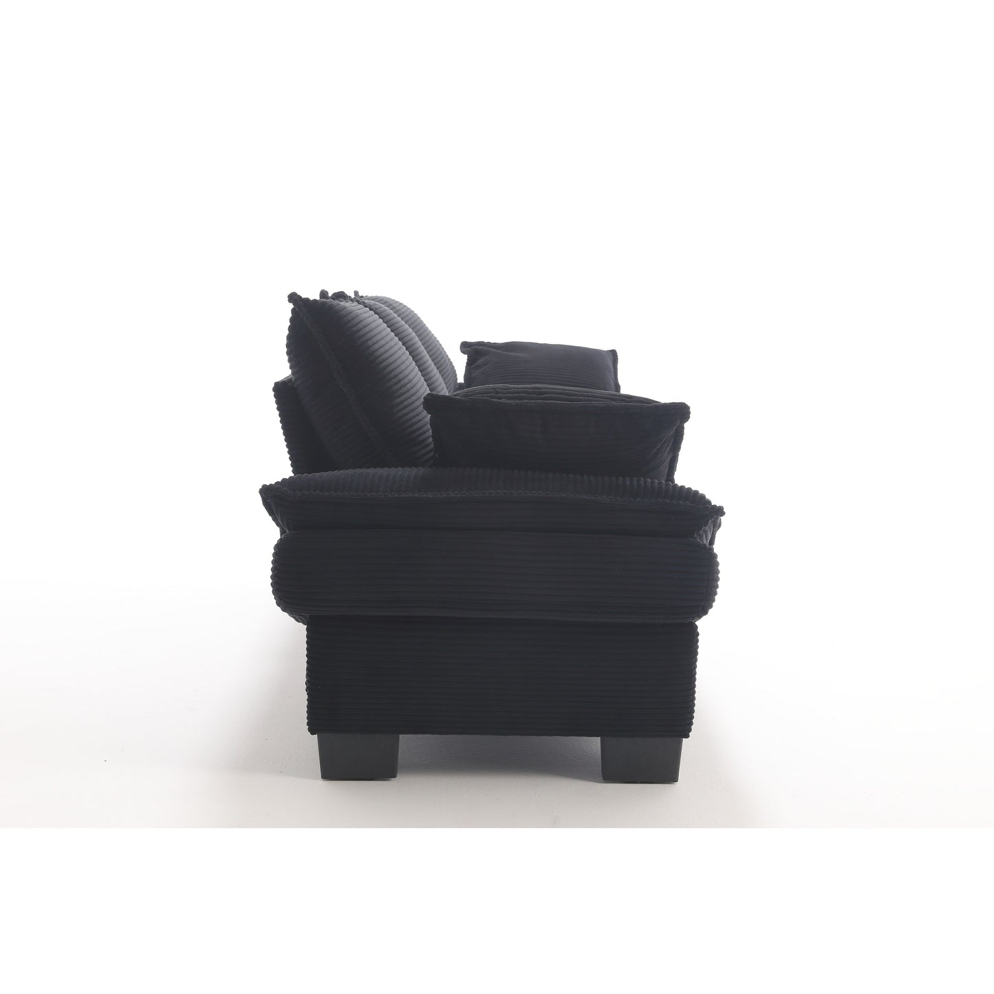 Modern 88.6 Corduroy 3-seater Sailboat Sofa with Two Pillows and Wide Plastic Feet for Living Room