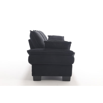 Modern 88.6 Corduroy 3-seater Sailboat Sofa with Two Pillows and Wide Plastic Feet for Living Room