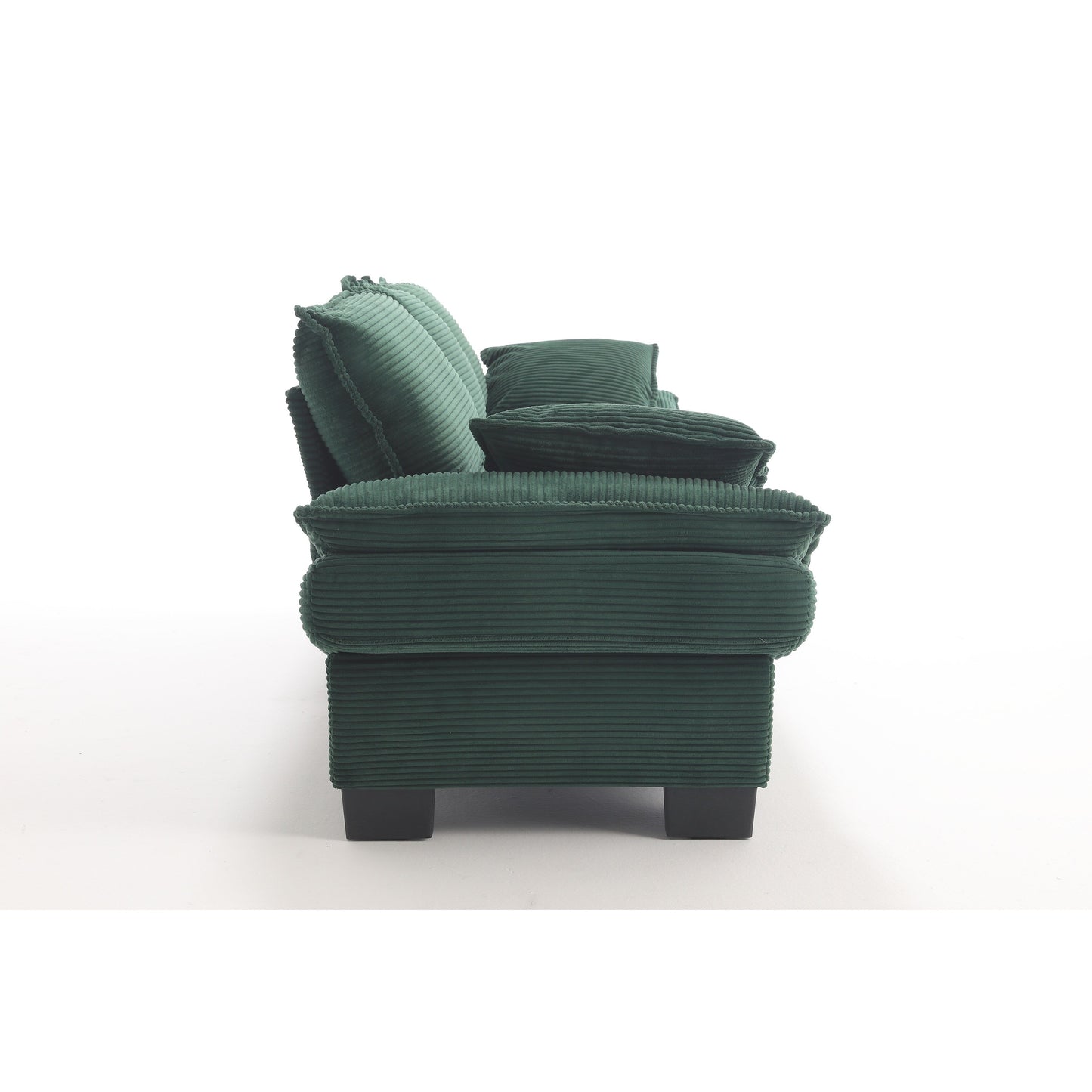 Modern 88.6 Corduroy 3-seater Sailboat Sofa with Two Pillows and Wide Plastic Feet for Living Room