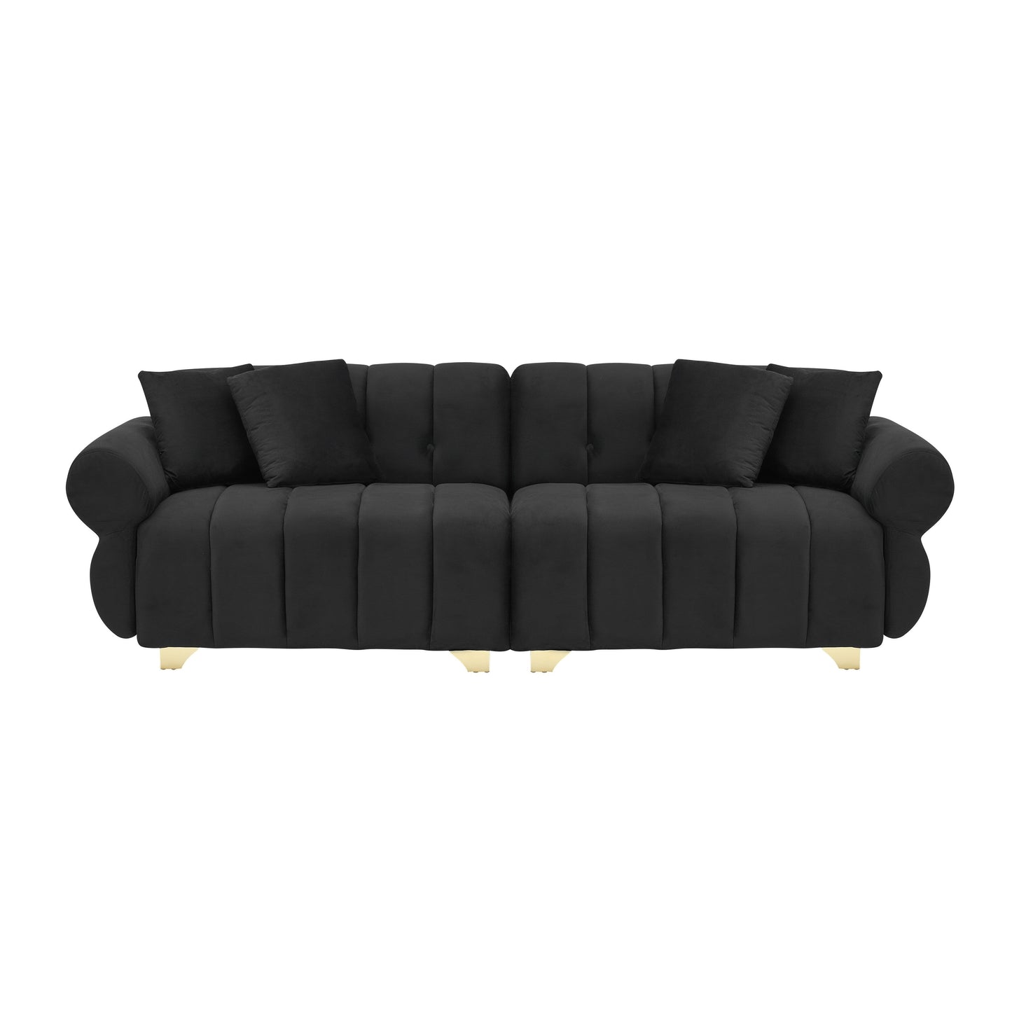 Modern 89 Velvet 3-seater Sofa with Spring-Wrapped Cushions and Metal Feet for Living Room