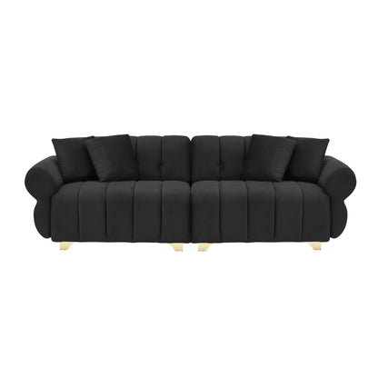 Modern 89 Velvet 3-seater Sofa with Spring-Wrapped Cushions and Metal Feet for Living Room