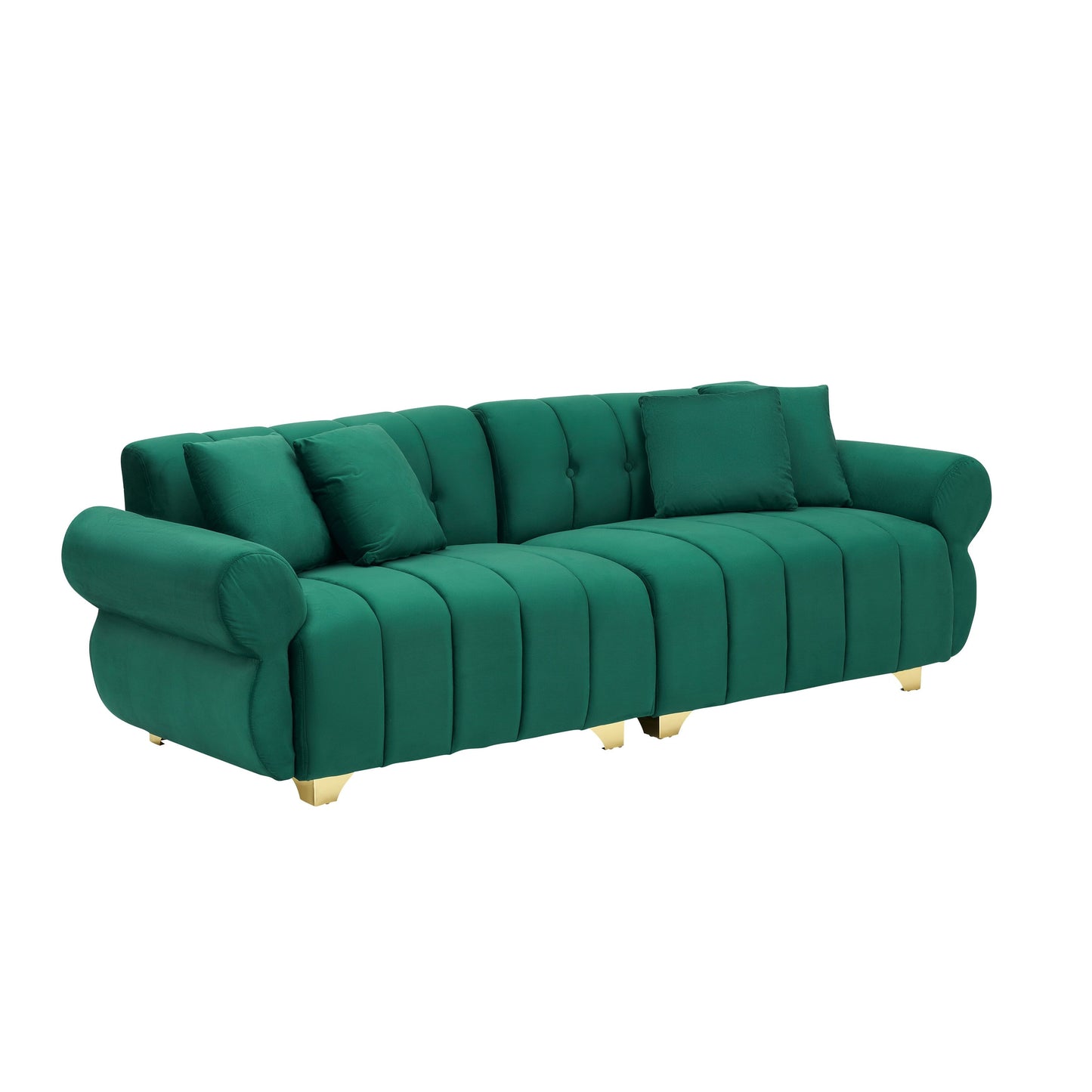 Modern 89 Velvet 3-seater Sofa with Spring-Wrapped Cushions and Metal Feet for Living Room
