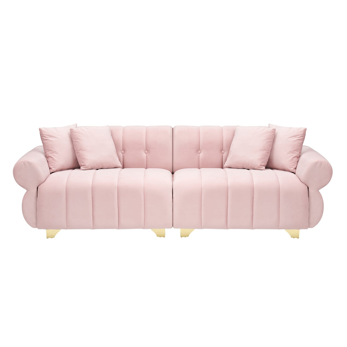 Modern 89 Velvet 3-seater Sofa with Spring-Wrapped Cushions and Metal Feet for Living Room