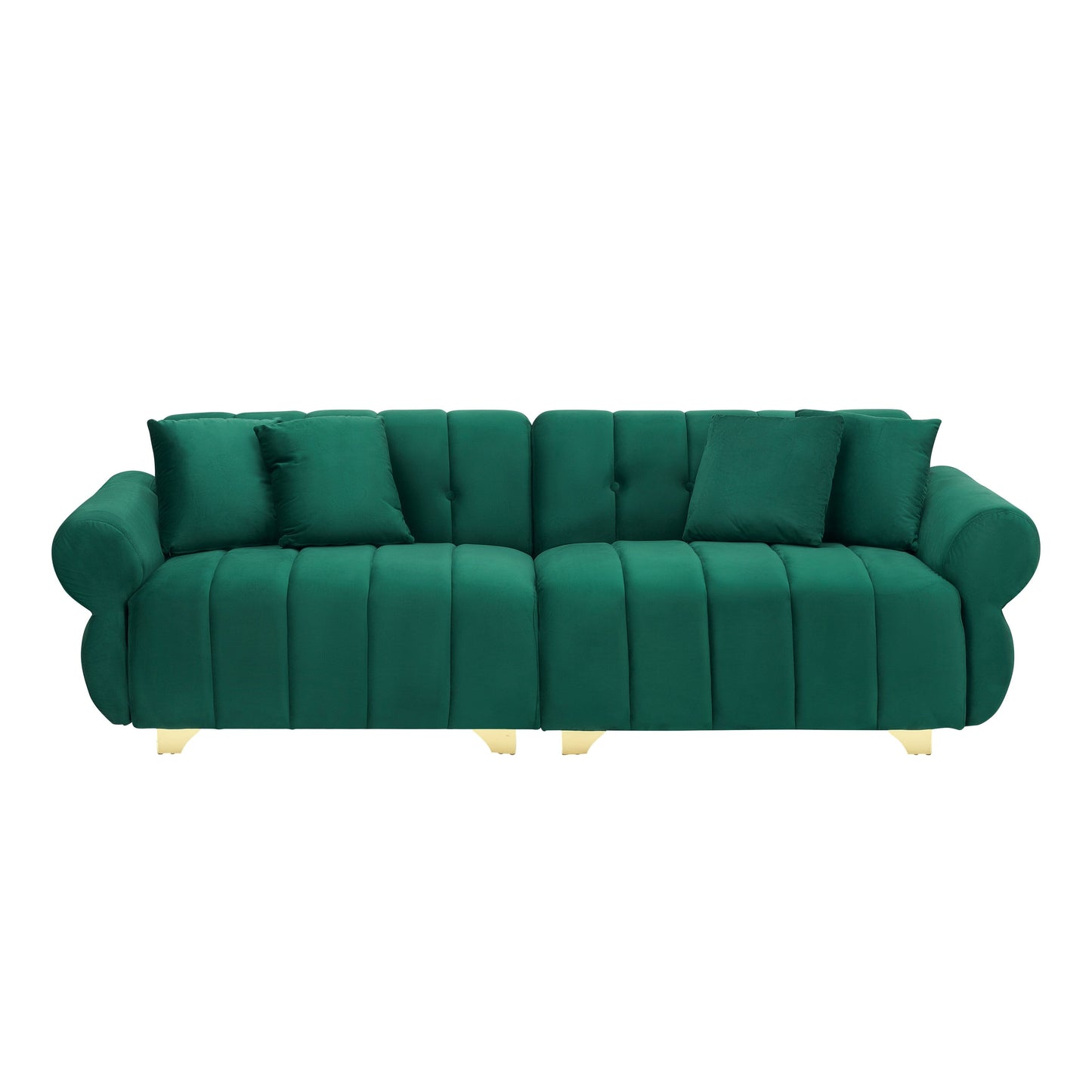 Modern 89 Velvet 3-seater Sofa with Spring-Wrapped Cushions and Metal Feet for Living Room