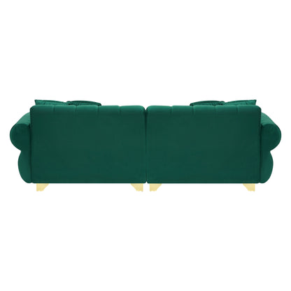 Modern 89 Velvet 3-seater Sofa with Spring-Wrapped Cushions and Metal Feet for Living Room