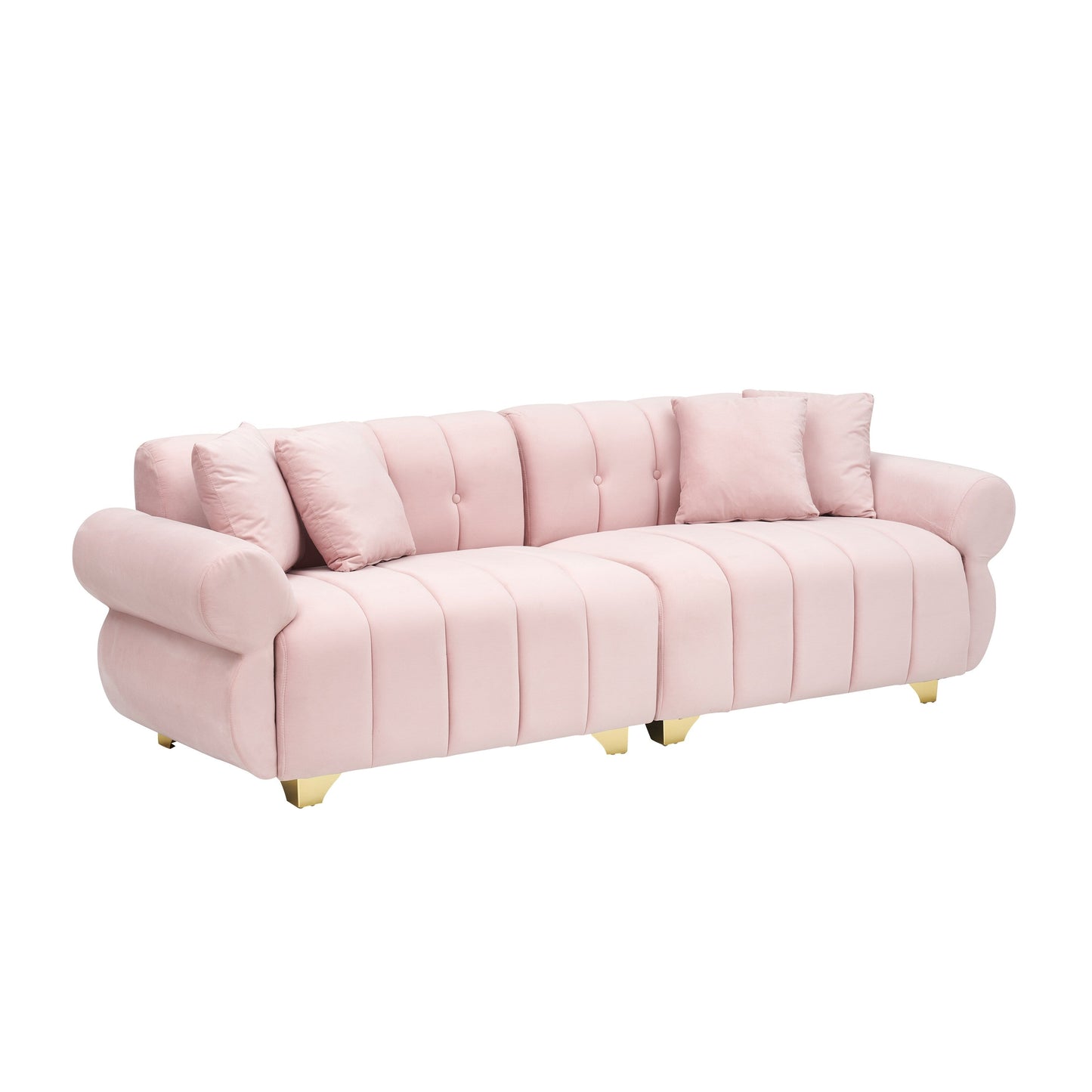 Modern 89 Velvet 3-seater Sofa with Spring-Wrapped Cushions and Metal Feet for Living Room