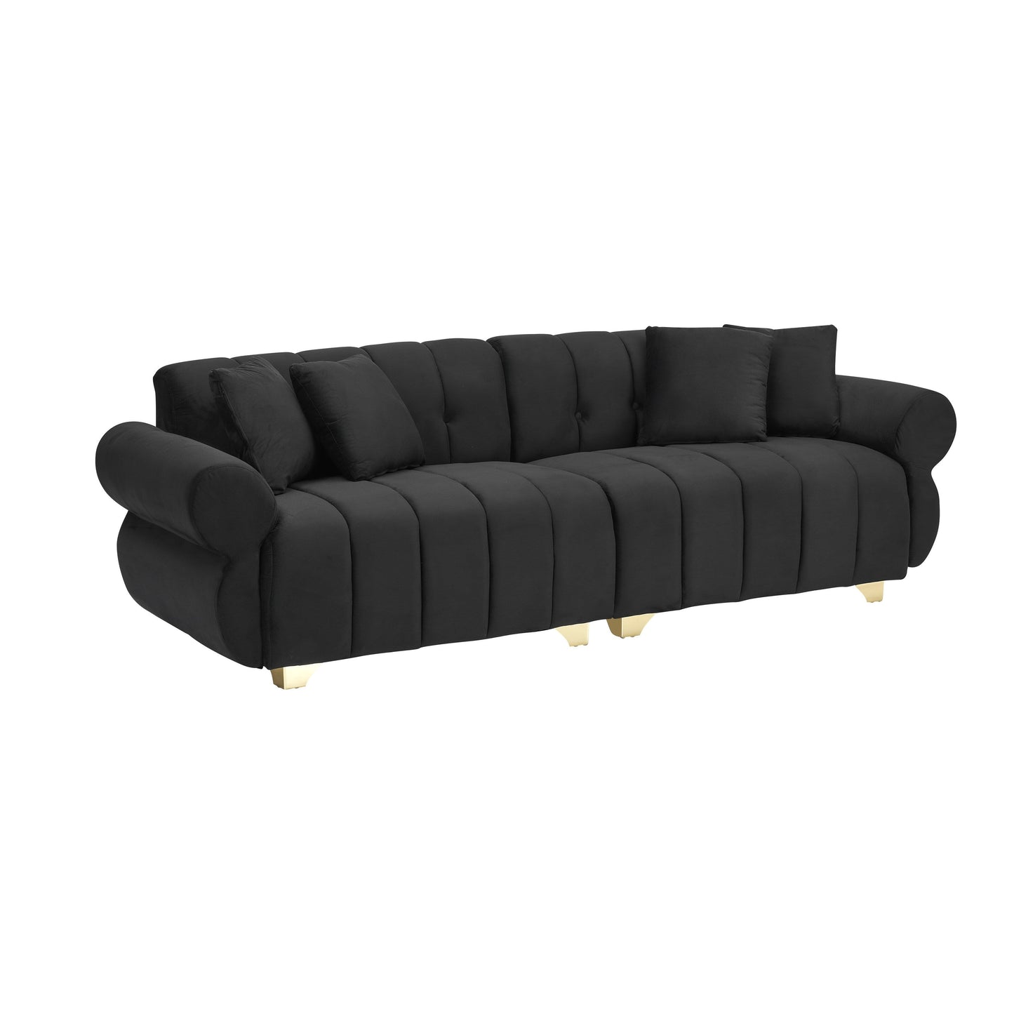 Modern 89 Velvet 3-seater Sofa with Spring-Wrapped Cushions and Metal Feet for Living Room
