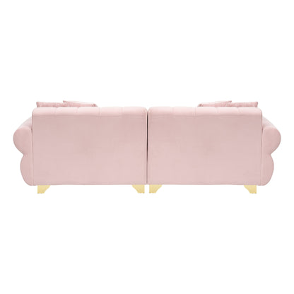 Modern 89 Velvet 3-seater Sofa with Spring-Wrapped Cushions and Metal Feet for Living Room