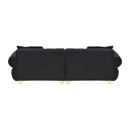 Modern 89 Velvet 3-seater Sofa with Spring-Wrapped Cushions and Metal Feet for Living Room