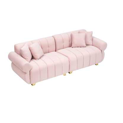 Modern 89 Velvet 3-seater Sofa with Spring-Wrapped Cushions and Metal Feet for Living Room