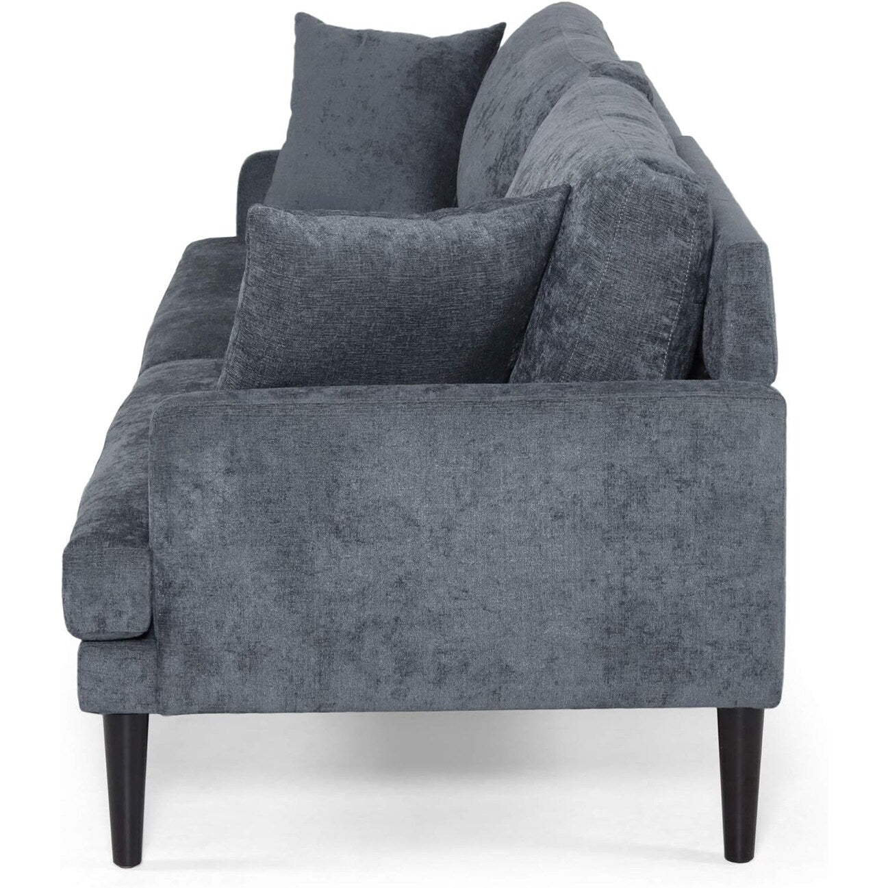 Modern 96.25 Upholstered 3-seater Sofa with Wood Legs and Accent Pillows for Living Room