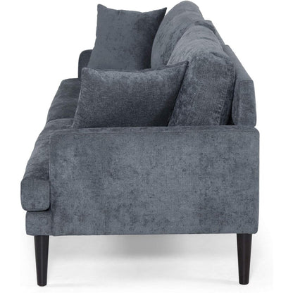 Modern 96.25 Upholstered 3-seater Sofa with Wood Legs and Accent Pillows for Living Room