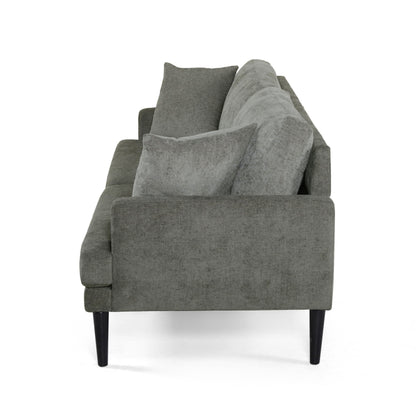 Modern 96.25 Upholstered 3-seater Sofa with Wood Legs and Accent Pillows for Living Room