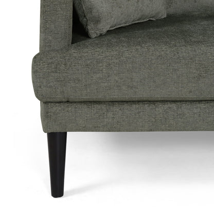 Modern 96.25 Upholstered 3-seater Sofa with Wood Legs and Accent Pillows for Living Room