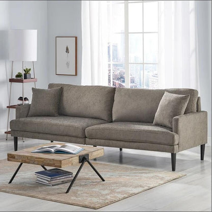 Modern 96.25 Upholstered 3-seater Sofa with Wood Legs and Accent Pillows for Living Room