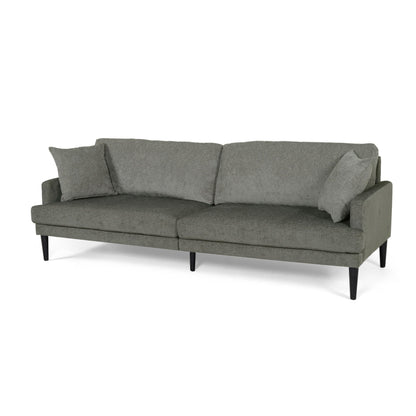 Modern 96.25 Upholstered 3-seater Sofa with Wood Legs and Accent Pillows for Living Room