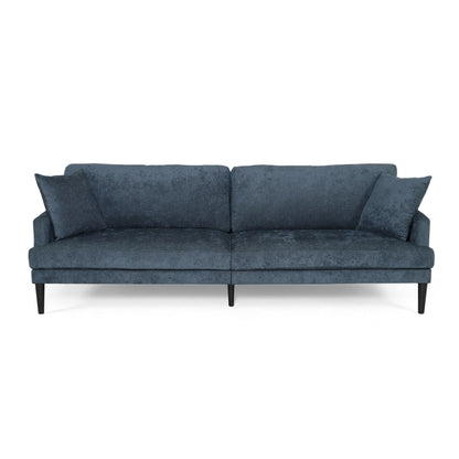 Modern 96.25 Upholstered 3-seater Sofa with Wood Legs and Accent Pillows for Living Room