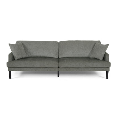 Modern 96.25 Upholstered 3-seater Sofa with Wood Legs and Accent Pillows for Living Room