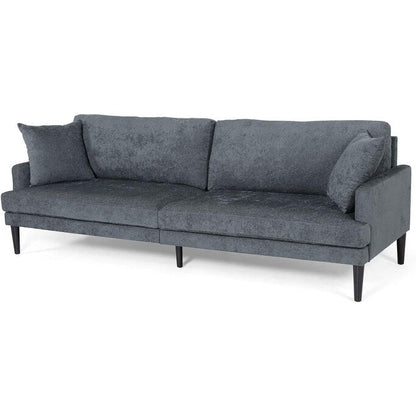 Modern 96.25 Upholstered 3-seater Sofa with Wood Legs and Accent Pillows for Living Room