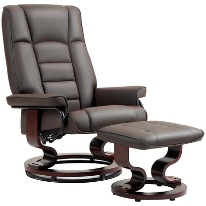Modern Adjustable Backrest Office Chair 360Â° Swivel Manual Recliner Chair Wood Frame Lounge Chair with Ottoman