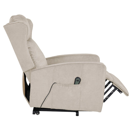 Modern Adjustable Power Lift Recliner Chair Linen Single Armchair with Remote Control and Side Pocket, Telescopic Footrest