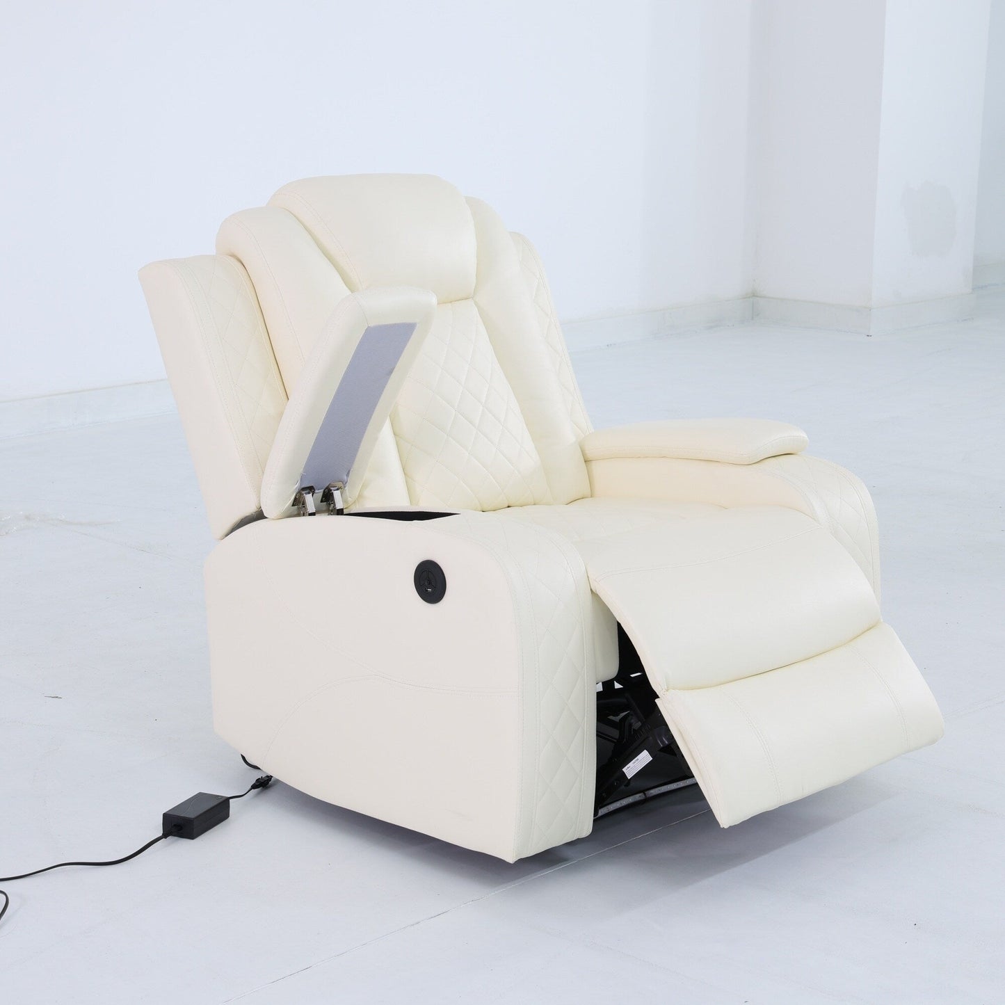 Modern Breathing Leather Recliner Chair with Ambient Lighting and USB-Powered LED