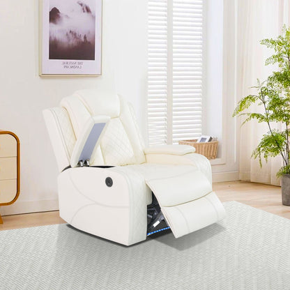 Modern Breathing Leather Recliner Chair with Ambient Lighting and USB-Powered LED