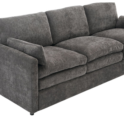 Modern Chenille Comfy Upholstered 3-Seat Sofa, Comfy Cloud 3-seater Sofa w2 Lumbar Pillow Plush Cushion Sofa Couch