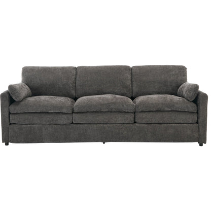 Modern Chenille Comfy Upholstered 3-Seat Sofa, Comfy Cloud 3-seater Sofa w2 Lumbar Pillow Plush Cushion Sofa Couch