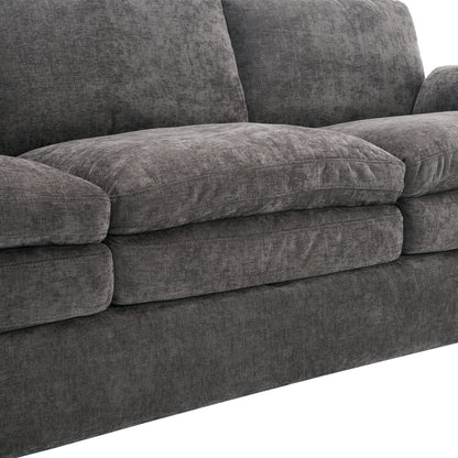 Modern Chenille Comfy Upholstered 3-Seat Sofa, Comfy Cloud 3-seater Sofa w2 Lumbar Pillow Plush Cushion Sofa Couch