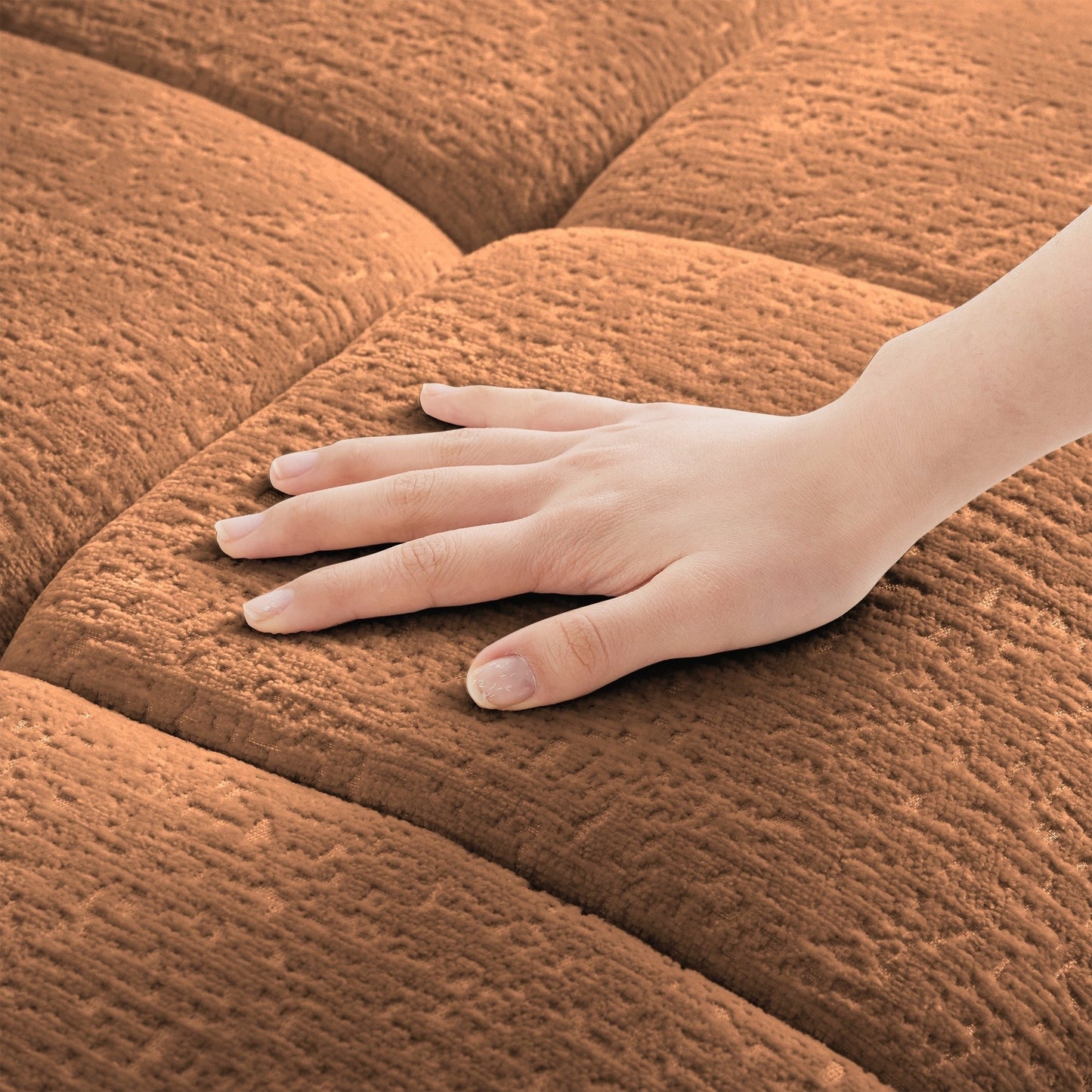 Modern Chenille Fabric 2-Seater Sofa with Ottoman