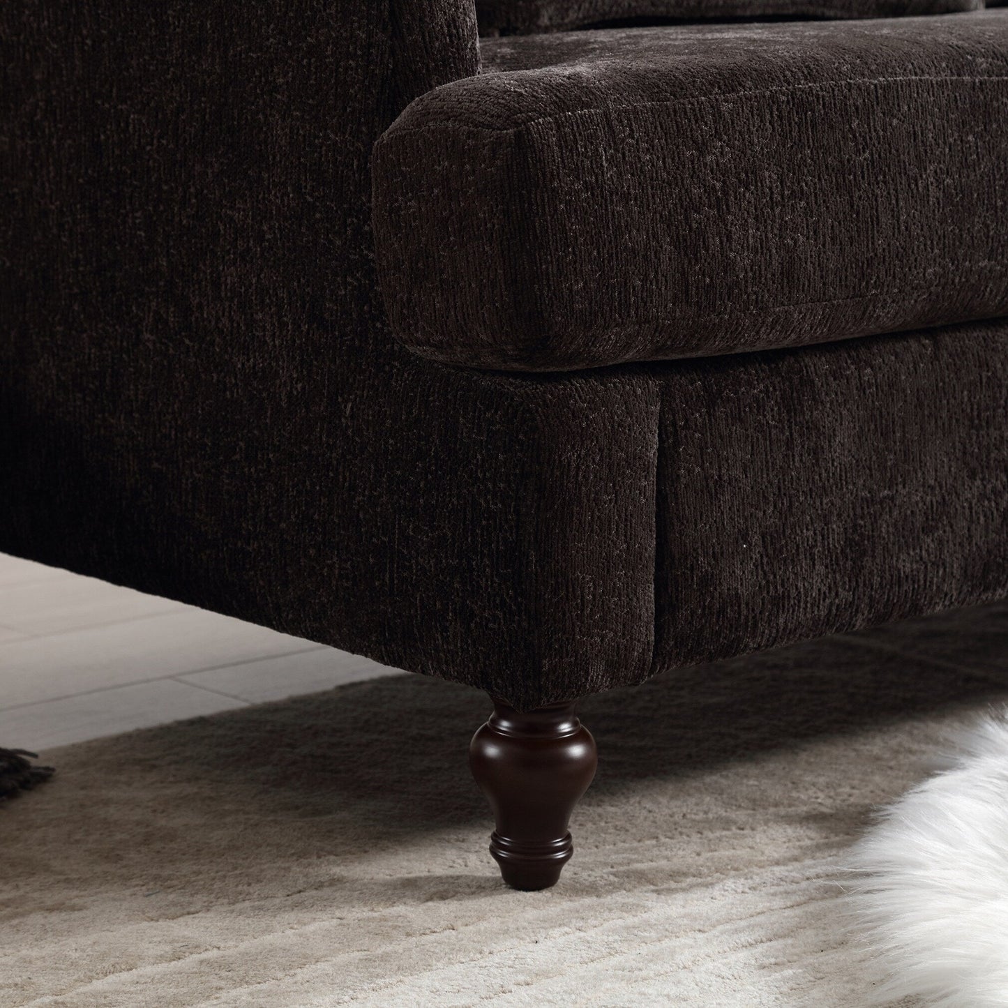 Modern Chenille Fabric Loveseat, 2-Seat Upholstered Loveseat Sofa