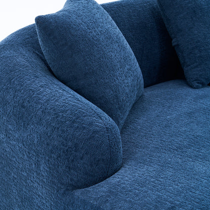 Modern Chenille L-Shaped Modular Sectional Sofa with Curved Chaise and 4 Pillows for Living Room