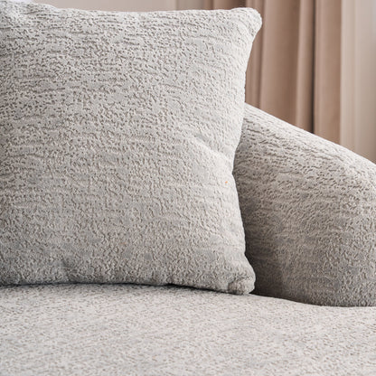 Modern Chenille L-Shaped Modular Sectional Sofa with Curved Chaise and 4 Pillows for Living Room