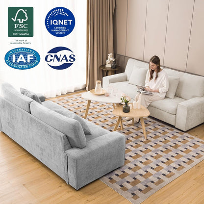 Modern Chenille Loveseat Sofa for Living Room - Recliner with Removable Cover, Spring Cushions & Solid Wood Frame, Beige