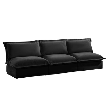 Modern Chenille Modular Armless 3-Seater Sofa Couch