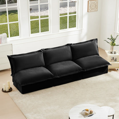 Modern Chenille Modular Armless 3-Seater Sofa Couch