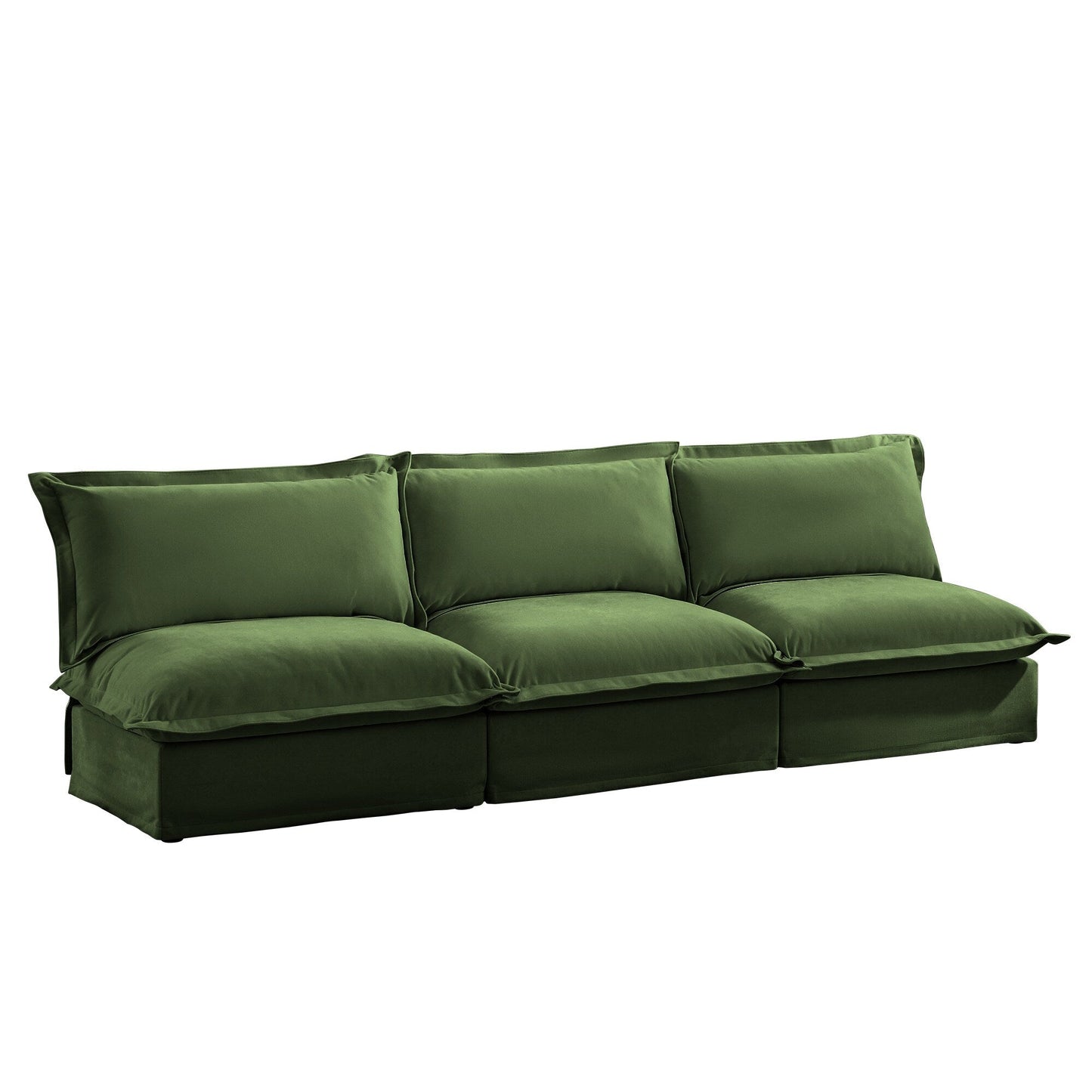 Modern Chenille Modular Armless 3-Seater Sofa Couch