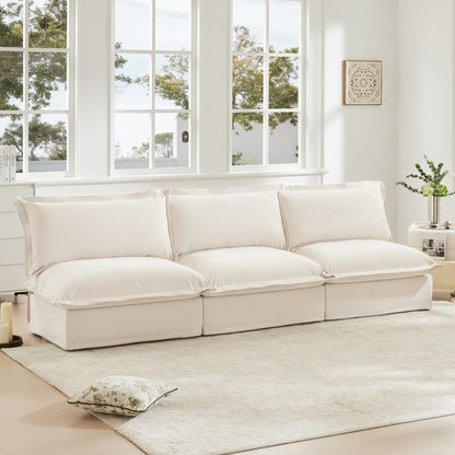 Modern Chenille Modular Armless 3-Seater Sofa Couch
