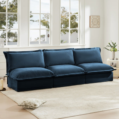 Modern Chenille Modular Armless 3-Seater Sofa Couch
