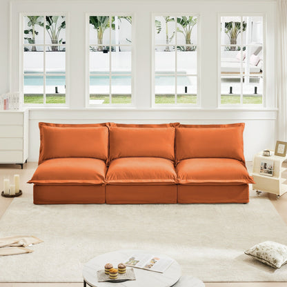 Modern Chenille Modular Armless 3-Seater Sofa Couch