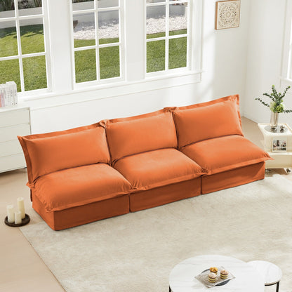 Modern Chenille Modular Armless 3-Seater Sofa Couch