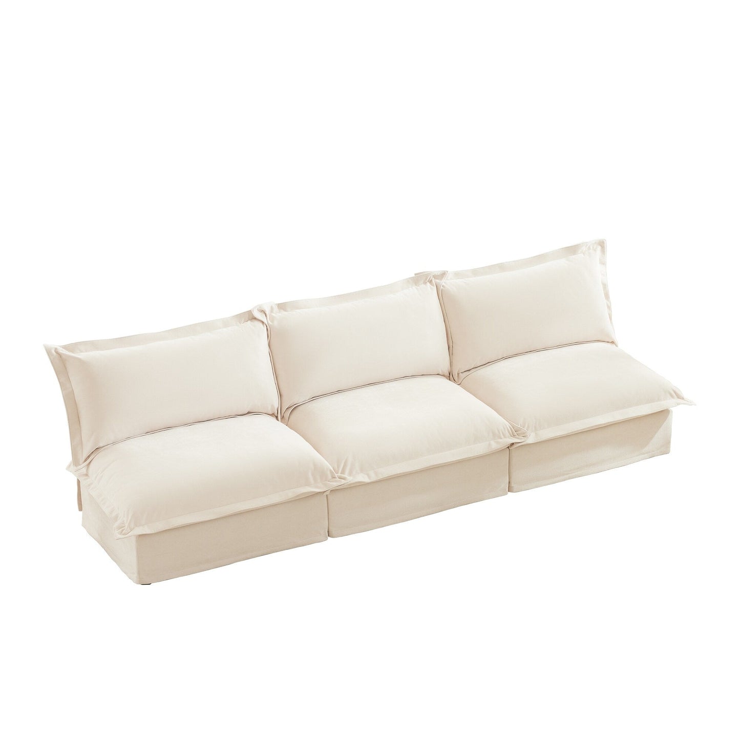 Modern Chenille Modular Armless 3-Seater Sofa Couch