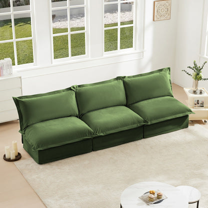 Modern Chenille Modular Armless 3-Seater Sofa Couch