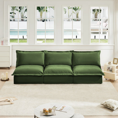 Modern Chenille Modular Armless 3-Seater Sofa Couch